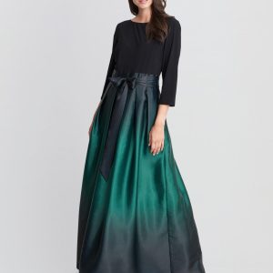 Ingrid V Neck Back Ombre Satin Maxi Dress